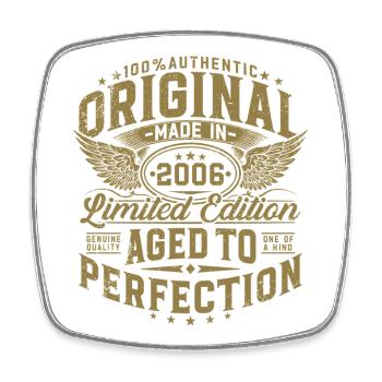 Original 2006 Vintage Birthday Gift - Square fridge magnet - white - Front