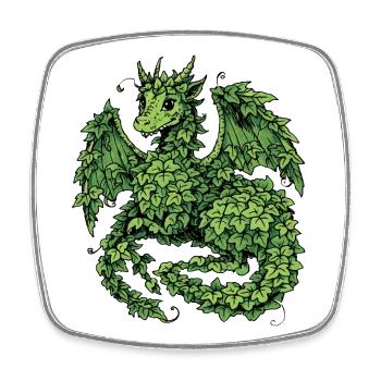 Efeu-Drache - Viereckiger Kühlschrankmagnet - Weiß - Vorne