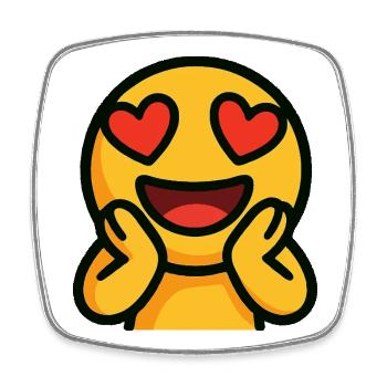 Emoticon Herz Augen leuchtend - Viereckiger Kühlschrankmagnet - Weiß - Vorne