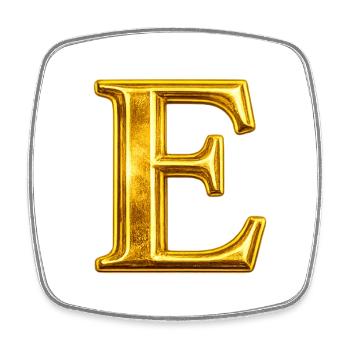 Goldenes E Monogramm-Design - Viereckiger Kühlschrankmagnet - Weiß - Vorne