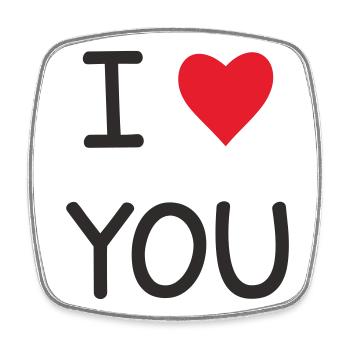 I ❤️ You – Doux Love Text Design - Magnet carré - blanc - Devant