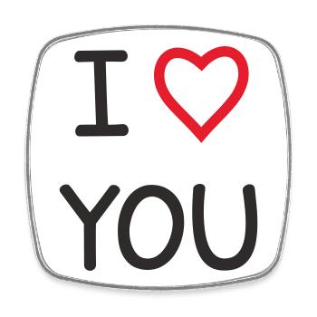 I ❤️ You – Doux Love Text Design - Magnet carré - blanc - Devant