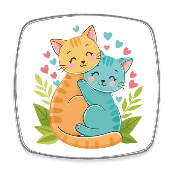 cuddling kittens - Square fridge magnet - white - Front