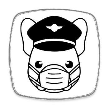 Frenchie Pilot Mask Black - Square fridge magnet - white - Front