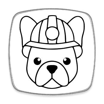 Frenchie Bergarbeiter Helm Lampe - Viereckiger Kühlschrankmagnet - Weiß - Vorne