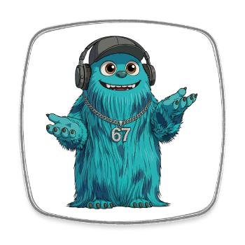 DJ Fluffo 67 - Design Fluffonster - Six Seven fans - Magnet carré - blanc - Devant
