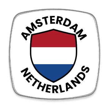 Amsterdamer Schild Niederländische Flagge - Viereckiger Kühlschrankmagnet - Weiß - Vorne