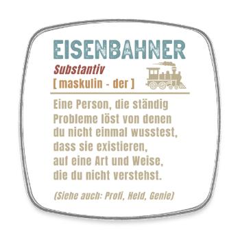 Eisenbahner Definition Eisenbahn Lokomotive - Viereckiger Kühlschrankmagnet - Weiß - Vorne