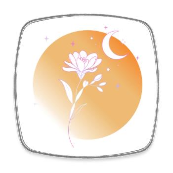Freesie mit Mond Line Art Illustration  - Viereckiger Kühlschrankmagnet - Weiß - Vorne