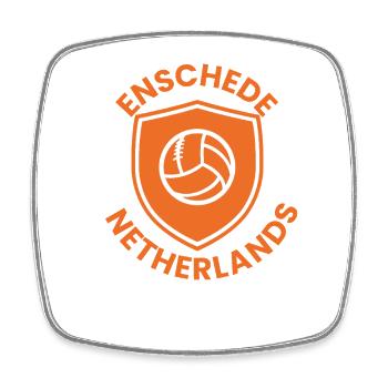 Enschede Volleyshield - Viereckiger Kühlschrankmagnet - Weiß - Vorne