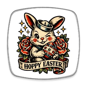 Hoppy Easter Easter Bunny with Easter Egg Vintage - Square fridge magnet - white - Front