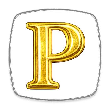 Goldenes P-Motiv - Viereckiger Kühlschrankmagnet - Weiß - Vorne