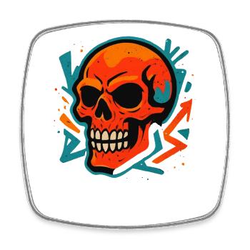 Colorful Skull Street Art Motif - Square fridge magnet - white - Front