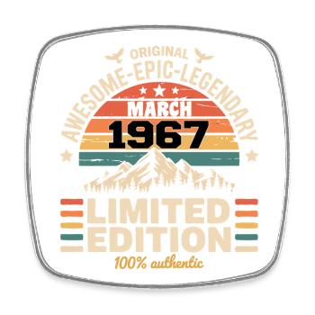 Millésime Anniversaire Mars 1967 March 1967 - Magnet carré - blanc - Devant