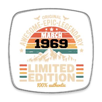 Millésime Anniversaire Mars 1969 March 1969 - Magnet carré - blanc - Devant