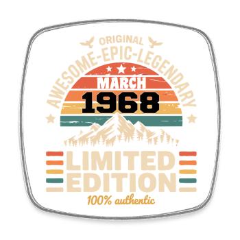 Vintage Anniversary March 1968 March 1968 - Square fridge magnet - white - Front