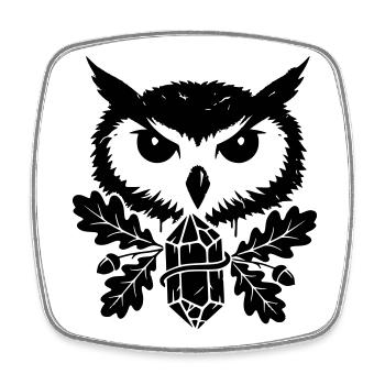 Fantasy Eule Kristall Tattoo - Viereckiger Kühlschrankmagnet - Weiß - Vorne