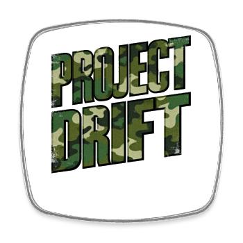 Lettrage Camo Project Drift pour les amateurs de tuning automobile - Magnet carré - blanc - Devant