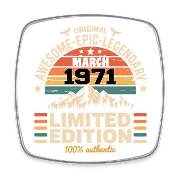 Vintage Anniversary March 1971 March 1971 - Square fridge magnet - white - Front