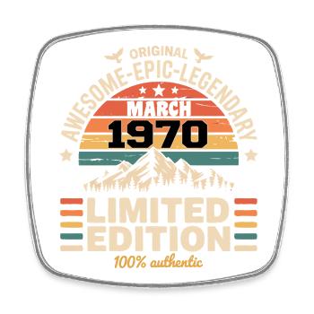 Vintage Anniversary March 1970 March 1970 - Square fridge magnet - white - Front