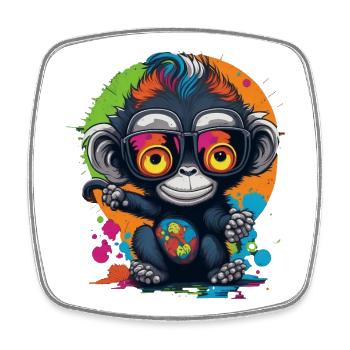 Neon Brillenaffe Splash - Affe - Äffchen - Viereckiger Kühlschrankmagnet - Weiß - Vorne