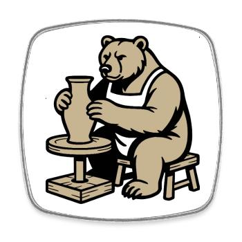 Steady Hands Grizzly — Master of Ceramics - Square fridge magnet - white - Front