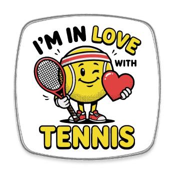 Chemise de tennis, J’adore le tennis, chemise enfant, sweat à capuche - Magnet carré - blanc - Devant