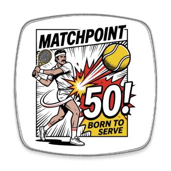 Matchpoint 50 – Stylish Tennis Birthday Shirt - Square fridge magnet - white - Front