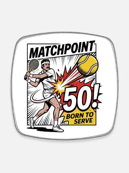 Matchpoint 50 – Chemise d’anniversaire élégante de tennis - Magnet carré - blanc