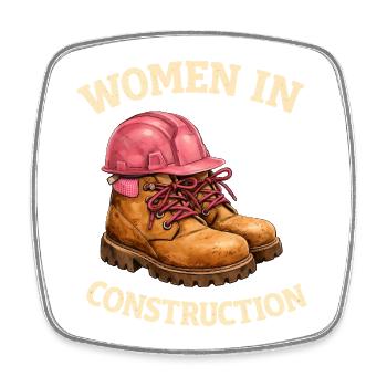 Women in Construction Work Boots and Construction Helmet - Square fridge magnet - white - Front