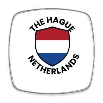 Der Haager Schild Niederlande - Viereckiger Kühlschrankmagnet - Weiß - Vorne