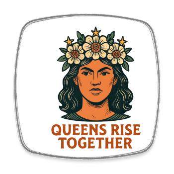 Portrait de couronne florale Queens Rise Together - Magnet carré - blanc - Devant