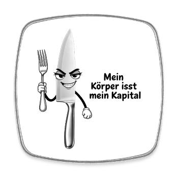 Freches Küchenmesser-Motiv - Viereckiger Kühlschrankmagnet - Weiß - Vorne