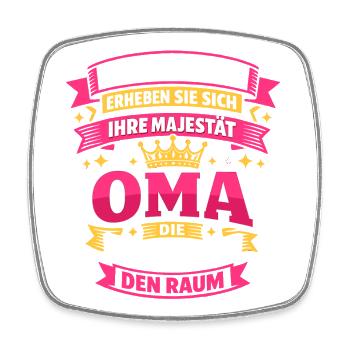 Achtung Hier Betritt Die Oma Den Raum - Viereckiger Kühlschrankmagnet - Weiß - Vorne