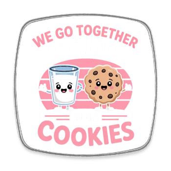 Milk and Cookies Best Friends Kawaii Design - Magnet carré - blanc - Devant