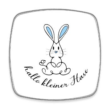 Blaue Baby Hase - Viereckiger Kühlschrankmagnet - Weiß - Vorne