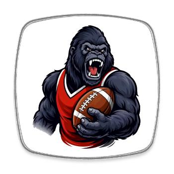 Gorilla with football jersey - Square fridge magnet - white - Front