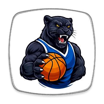 Panthère avec un motif de basket - Magnet carré - blanc - Devant