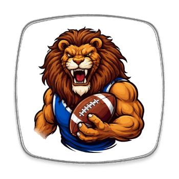 Mascotte de football Lion - Magnet carré - blanc - Devant