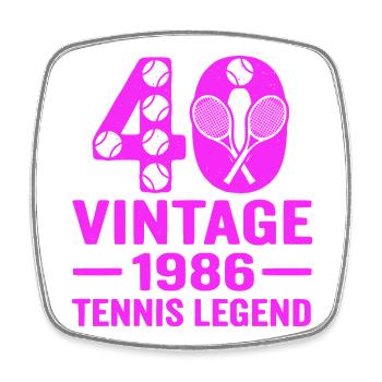 40e anniversaire du tennis 1986, chemise élégante - Magnet carré - blanc - Devant