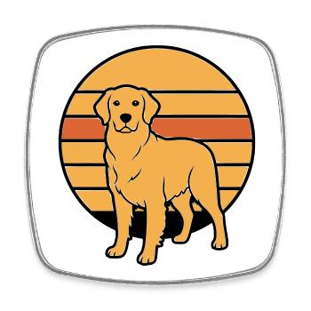Dog Retriever Retro Sunset - Square fridge magnet - white - Front