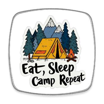 Camping Spruch Eat Sleep Camp Repeat Camper Outdoo - Square fridge magnet - white - Front