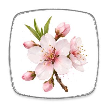 Fleurs d’amandier, fleur rose de printemps, fleur de printemps - Magnet carré - blanc - Devant