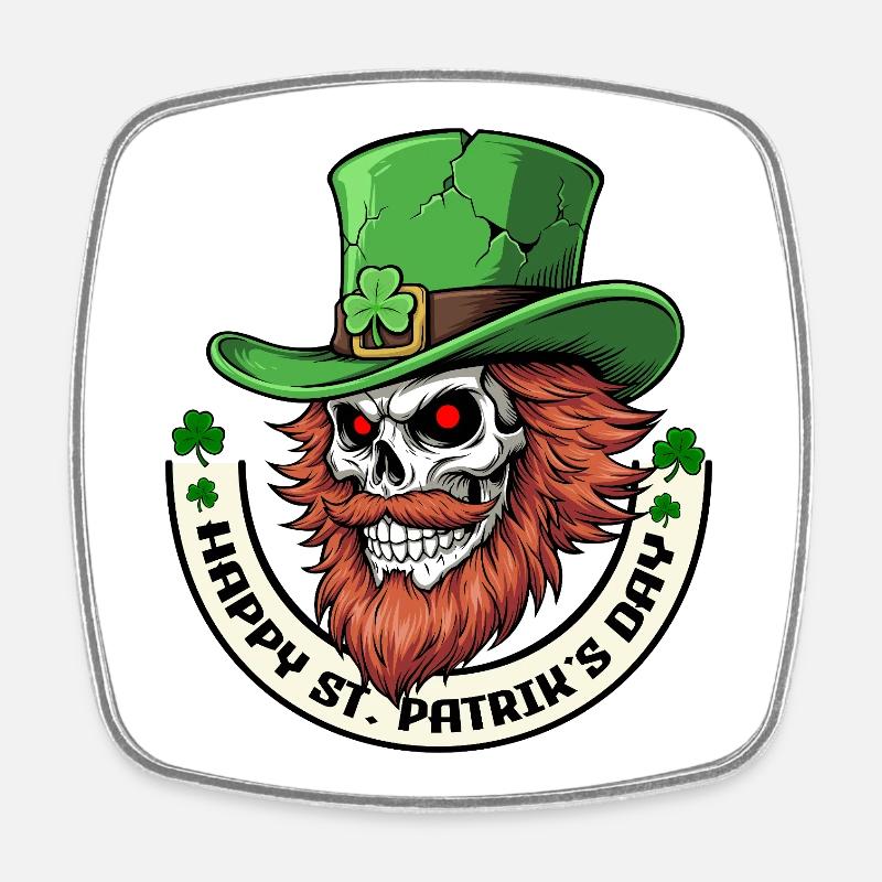 Irish Skull Vibes - Magnet carré - blanc