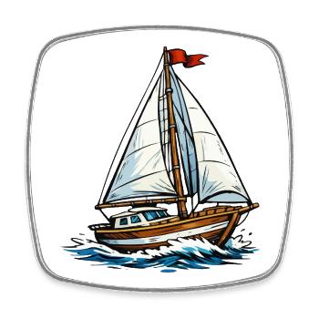 Segelboot auf wilden Wellen - Viereckiger Kühlschrankmagnet - Weiß - Vorne