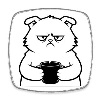 Böse Katze Kaffee Outline - Viereckiger Kühlschrankmagnet - Weiß - Vorne