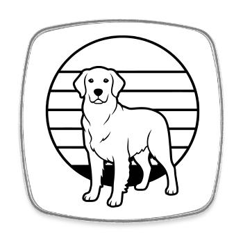 Esquisse rétro du soleil du chien retriever - Magnet carré - blanc - Devant