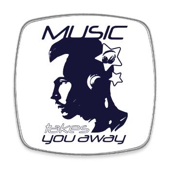 Music that takes you far - Square fridge magnet - white - Front