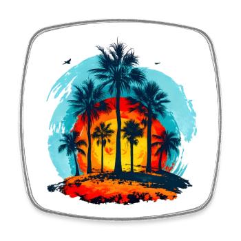 Palm trees at tropical sunset - Square fridge magnet - white - Front