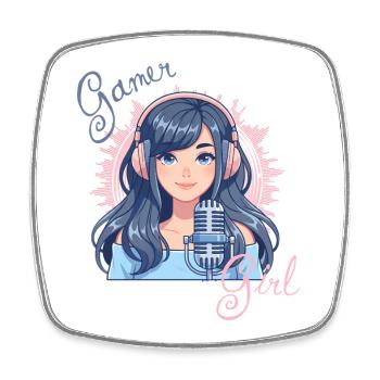 Kawaii Gamer Girl – Süßes Anime Streamer Motiv - Viereckiger Kühlschrankmagnet - Weiß - Vorne